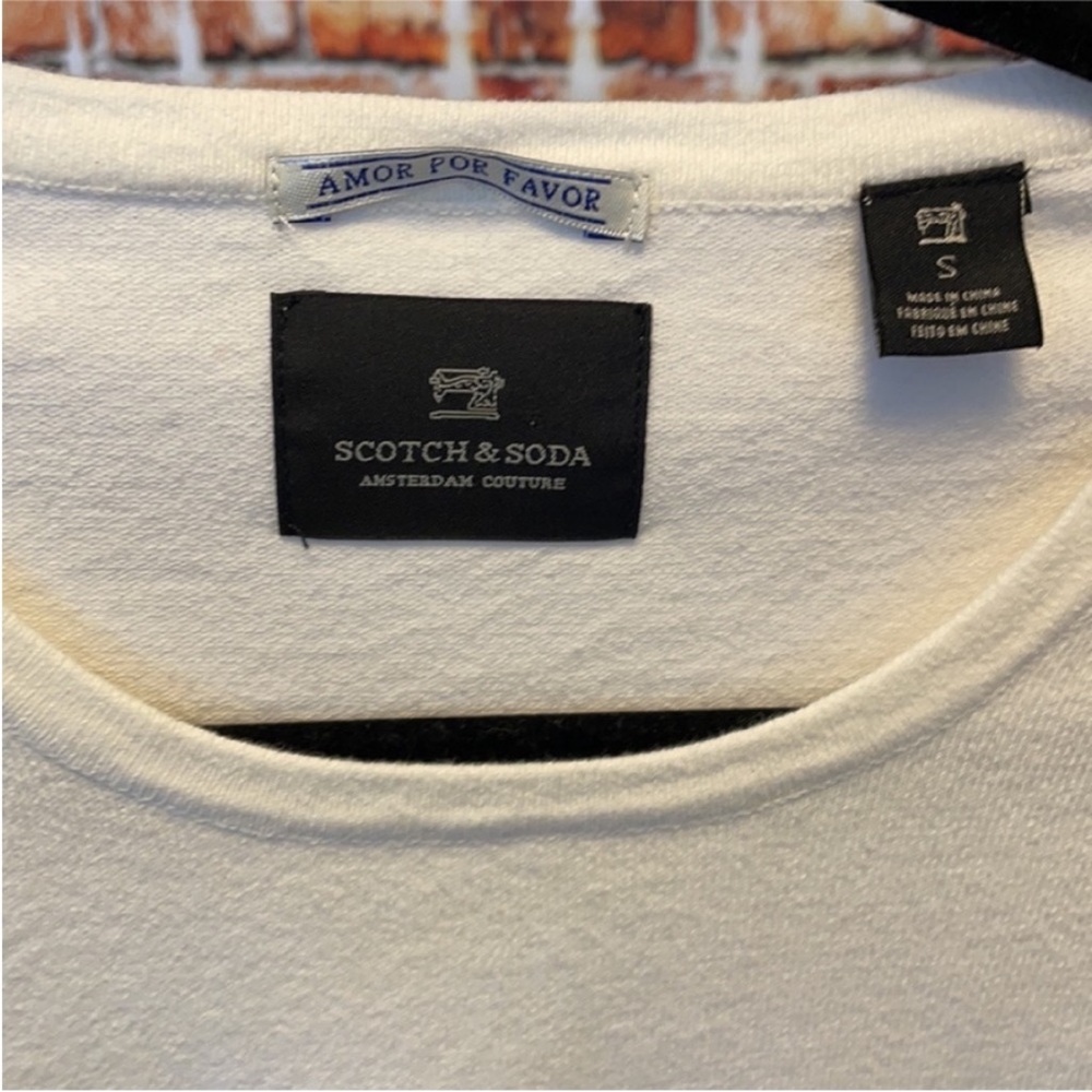 Scotch & Soda Amsterdam cream white long sleeve cotton sweater small men Carnaby